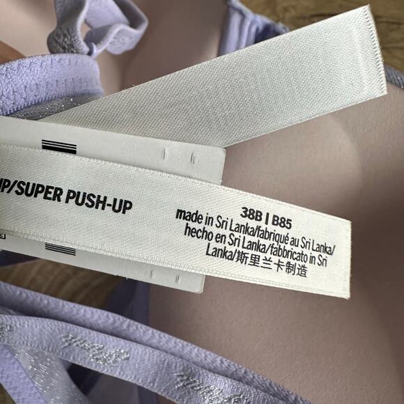 PINK Victoria's Secret Wear Everywhere Super Push Up Bra Purple Shimmer 38B - Picture 8 of 11